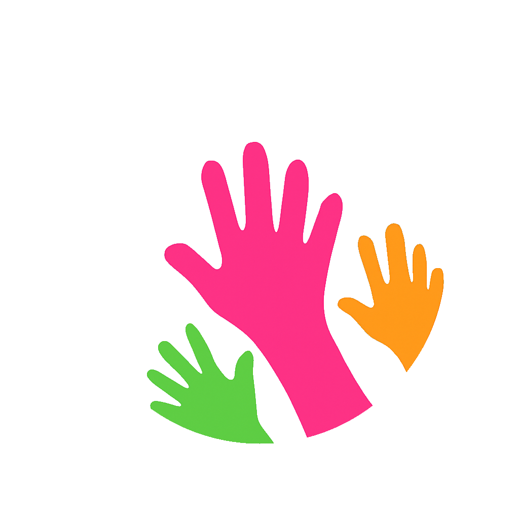 Three raised hands in front of the Earth